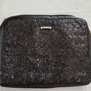 Nine West 14 x 11 In. Laptop Zipper Case Bag Black Sequin